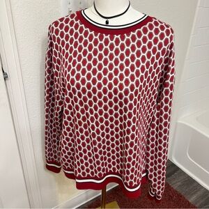 H&M x GP&J Baker collection red crewneck sweatshirt long sleeve honeycomb funky